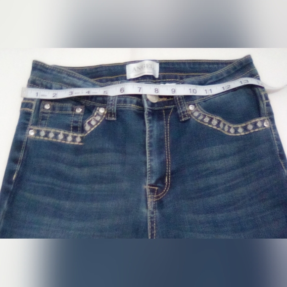 Angel Designed In Los Angeles Blue Jeans Silver Embellishments Size 7/28 Y2K - Picture 5 of 12
